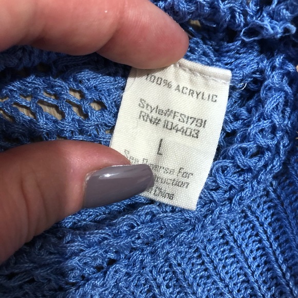 Loose Knit Long Sleeve Sweater Blue Size Large - Picture 6 of 9